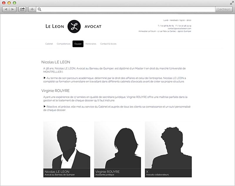 création web design page équipe site internet Avocat LE LEON