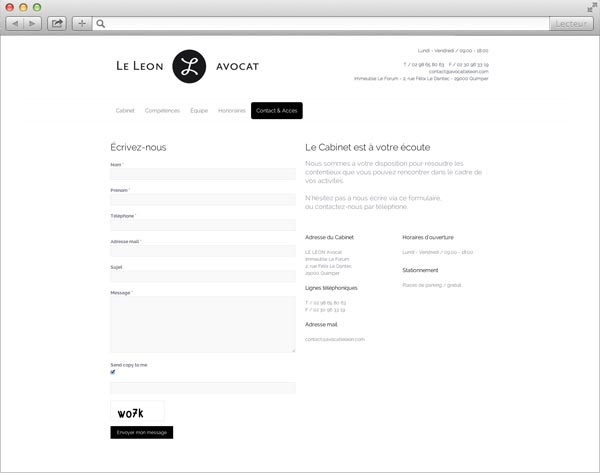 création web design page plan site internet Avocat LE LEON