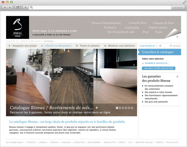 création web design page étape site internet BINEAU
