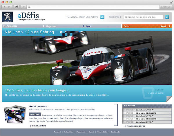 création web design homepage site internet PEUGEOT