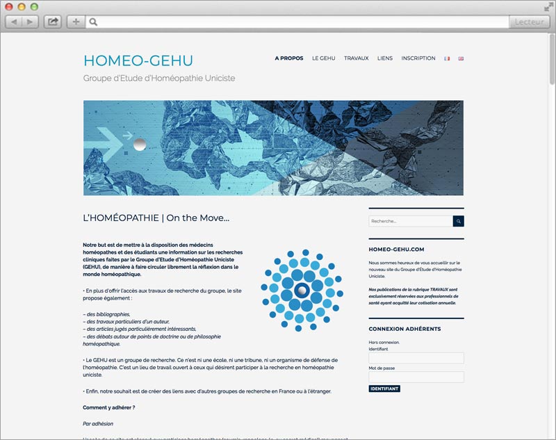 création web design accueil version française HOMEO-GEHU